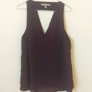 Plum Purple Banana Republic V Neck Cutout Top Size S